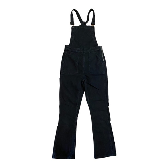 Madewell Demi Bootcut Stretch Denim Overalls Black Frost Medium - Picture 9 of 12